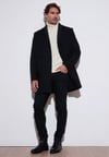 Yırtmaçlı Slim Fit Mono Yaka Kaşe Erkek Kaban 58400589 SİYAH