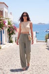 Yüksek Bel Bol Paça Liyosel Kadın Pantolon 668YP4707 AÇIK HAKİ