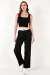Yüksek Bel Regular Fit Geniş Paça Kadın Pantolon 611PL061 SİYAH