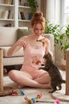 Yumuşak Dokulu Baskılı İp Askılı Şortlu Kadın Pijama Takımı 65750124 SOMON