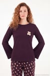 Yumuşak Dokulu Desenli Uzun Kollu Kadın Pijama Takımı 6575018 KAHVE