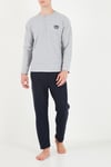Yumuşak Dokulu Düğmeli Bisiklet Yaka Erkek Pijama Takımı 6575011 GRİ MELANJ