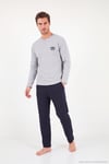 Yumuşak Dokulu Düğmeli Bisiklet Yaka Erkek Pijama Takımı 6575011 GRİ MELANJ