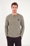 Yumuşak Dokulu Düğmeli Bisiklet Yaka Erkek Pijama Takımı 6575011 HAKİ