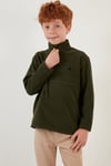 Yumuşak Dokulu Fermuarlı Dik Yaka Şardonlu Kışlık Unisex Çocuk Polar 5905002 HAKİ
