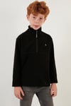 Yumuşak Dokulu Fermuarlı Dik Yaka Şardonlu Kışlık Unisex Çocuk Polar 5905002 SİYAH