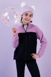 Yumuşak Dokulu Fermuarlı Renk Bloklu Dik Yaka Cepli Hırka Unisex Çocuk Polar 5905001 LİLA-SİYAH