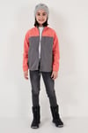 Yumuşak Dokulu Fermuarlı Renk Bloklu Dik Yaka Cepli Hırka Unisex Çocuk Polar 5905001 SOMON-GRİ
