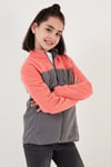 Yumuşak Dokulu Fermuarlı Renk Bloklu Dik Yaka Cepli Hırka Unisex Çocuk Polar 5905001 SOMON-GRİ