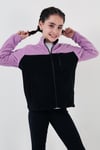 Yumuşak Dokulu Fermuarlı Renk Bloklu Dik Yaka Cepli Hırka Unisex Çocuk Polar 5905001 LİLA-SİYAH