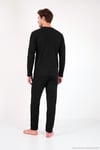 Yumuşak Dokulu Minimal Nakışlı Uzun Kollu Erkek Pijama Takımı 6575009 SİYAH