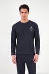 Yumuşak Dokulu Minimal Nakışlı Uzun Kollu Erkek Pijama Takımı 6575009 LACİVERT