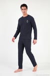 Yumuşak Dokulu Minimal Nakışlı Uzun Kollu Erkek Pijama Takımı 6575009 LACİVERT