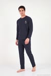 Yumuşak Dokulu Minimal Nakışlı Uzun Kollu Erkek Pijama Takımı 6575009 LACİVERT
