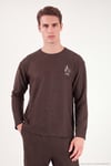Yumuşak Dokulu Minimal Nakışlı Uzun Kollu Erkek Pijama Takımı 6575009 KAHVE