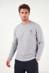 Yumuşak Dokulu Minimal Nakışlı Uzun Kollu Erkek Pijama Takımı 6575009 GRİ MELANJ