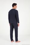 Yumuşak Dokulu Minimal Nakışlı Uzun Kollu Erkek Pijama Takımı 6575009 LACİVERT
