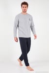 Yumuşak Dokulu Minimal Nakışlı Uzun Kollu Erkek Pijama Takımı 6575009 GRİ MELANJ