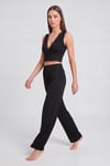 Yumuşak Dokulu Sırtı Bağlamalı Dantelli Crop Kadın Pijama Takımı 6575015 SİYAH