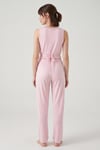 Yumuşak Dokulu Sırtı Bağlamalı Dantelli Crop Kadın Pijama Takımı 6575015 PEMBE