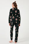 Yumuşak Dokulu Standart Fit Ayıcık Desenli Uzun Kollu Rahat Kadın Pijama Takımı 60956602 YEŞİL