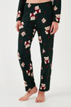 Yumuşak Dokulu Standart Fit Ayıcık Desenli Uzun Kollu Rahat Kadın Pijama Takımı 60956602 YEŞİL