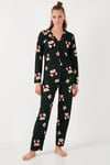 Yumuşak Dokulu Standart Fit Ayıcık Desenli Uzun Kollu Rahat Kadın Pijama Takımı 60956602 YEŞİL