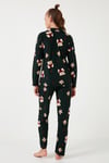 Yumuşak Dokulu Standart Fit Ayıcık Desenli Uzun Kollu Rahat Kadın Pijama Takımı 60956602 YEŞİL