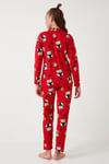 Yumuşak Dokulu Standart Fit Ayıcık Desenli Uzun Kollu Rahat Kadın Pijama Takımı 60956602 KIRMIZI