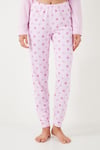 Yumuşak Dokulu Standart Fit Bisiklet Yaka Desenli Kışlık Rahat Kadın Pijama Takımı 6095700 AÇIK PEMBE