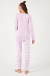 Yumuşak Dokulu Standart Fit Bisiklet Yaka Desenli Kışlık Rahat Kadın Pijama Takımı 6095700 AÇIK PEMBE