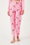 Yumuşak Dokulu Standart Fit Bisiklet Yaka Desenli Kışlık Rahat Kadın Pijama Takımı 6095700 PEMBE