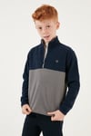Yumuşak Dokulu Yarım Fermuarlı Renk Bloklu Dik Yaka Unisex Çocuk 2'li Paket Polar 5905004S2 Lacivert Gri-Orange Antrasit