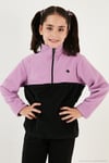 Yumuşak Dokulu Yarım Fermuarlı Renk Bloklu Dik Yaka Unisex Çocuk 2'li Paket Polar 5905004S2 Lila Siyah-Somon Gri