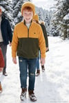 Yumuşak Dokulu Yarım Fermuarlı Renk Bloklu Dik Yaka Unisex Çocuk Polar 5905004 HARDAL-HAKİ