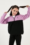 Yumuşak Dokulu Yarım Fermuarlı Renk Bloklu Dik Yaka Unisex Çocuk Polar 5905004 LİLA-SİYAH