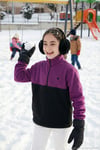 Yumuşak Dokulu Yarım Fermuarlı Renk Bloklu Dik Yaka Unisex Çocuk Polar 5905004 MOR-SİYAH