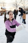 Yumuşak Dokulu Yarım Fermuarlı Renk Bloklu Dik Yaka Unisex Çocuk Polar 5905004 LİLA-SİYAH