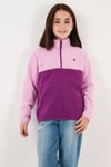 Yumuşak Dokulu Yarım Fermuarlı Renk Bloklu Dik Yaka Unisex Çocuk Polar 5905004 Şeker Pembe-Mor
