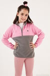 Yumuşak Dokulu Yarım Fermuarlı Renk Bloklu Dik Yaka Unisex Çocuk 2'li Paket Polar 5905004S2 Lila Siyah-Şeker Pembe Gri