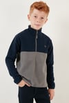 Yumuşak Dokulu Yarım Fermuarlı Renk Bloklu Dik Yaka Unisex Çocuk 2'li Paket Polar 5905004S2 Lacivert Gri-Orange Antrasit