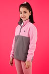 Yumuşak Dokulu Yarım Fermuarlı Renk Bloklu Dik Yaka Unisex Çocuk Polar 5905004 Şeker Pembe-Gri