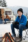 Yumuşak Dokulu Yarım Fermuarlı Renk Bloklu Dik Yaka Unisex Çocuk Polar 5905004 SAKS-SİYAH