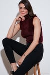 Yumuşak Tüylü Slim Fit Balıkçı Yaka Crop Kadın Süveter 4615566 BORDO