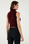 Yumuşak Tüylü Slim Fit Balıkçı Yaka Crop Kadın Süveter 4615566 BORDO