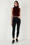 Yumuşak Tüylü Slim Fit Balıkçı Yaka Crop Kadın Süveter 4615566 BORDO