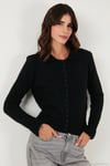 Yün Karışımlı Regular Fit Düğmeli Polo Yaka Kadın Hırka 4617013 SİYAH