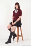 Yün Karışımlı Regular Fit Fularlı Yaka Kısa Kollu Triko Kadın Kazak 4617023 BORDO