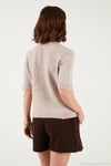 Yün Karışımlı Regular Fit Fularlı Yaka Kısa Kollu Triko Kadın Kazak 4617023 VİZON