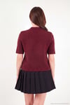 Yün Karışımlı Regular Fit Fularlı Yaka Kısa Kollu Triko Kadın Kazak 4617023 BORDO